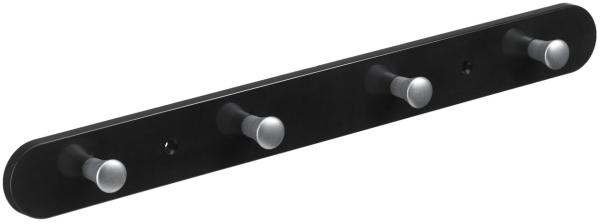 Hettich Garderobenleiste 4 Haken 38,0 x 4,0 x 0,8 cm schwarz