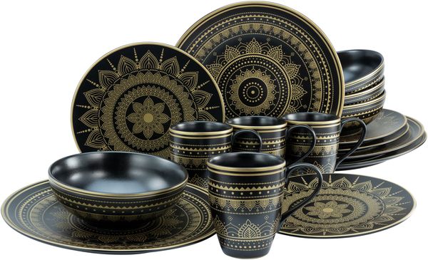 Mandala Gold Schwarz, Kombiservice 16-tlg (mo)