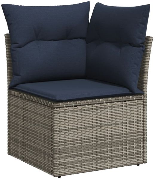 vidaXL 10-teiliges Gartensofa-Set mit Kissen, grau, Polyrattan 3226068 Bild 4