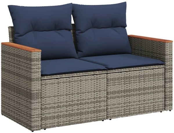 vidaXL 10-teiliges Gartensofa-Set mit Kissen, grau, Polyrattan 3226068 Bild 3
