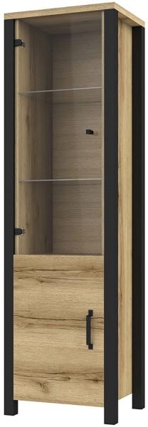 Küchenunterschrank VELDEN 30x50x82cm grifflos super matt Farbe: rubinrot super matt / eiche artisan (VE-D1D/30)