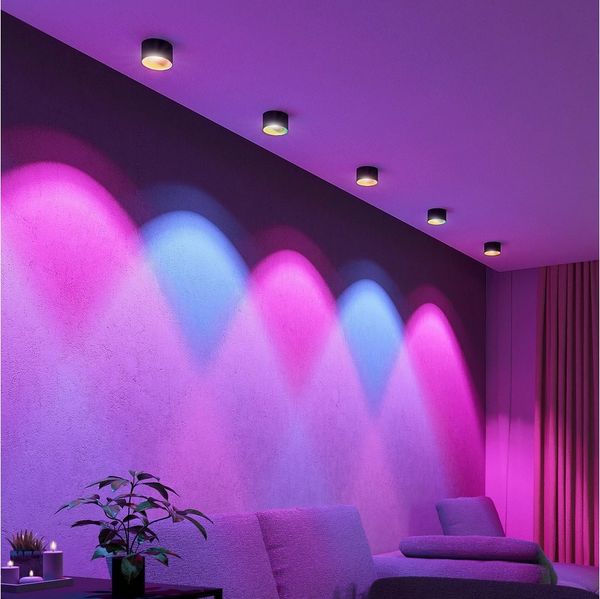 SSC-LUXon LED Aufbaustrahler BAHIO Deckenspot Downlight schwarz gold mit Smart RGB+ WiFi LED Modul, RGB & Weißtöne