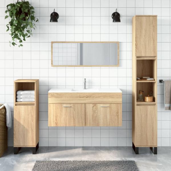 vidaXL Badschrank mit Spiegel Sonoma-Eiche Holzwerkstoff 833886