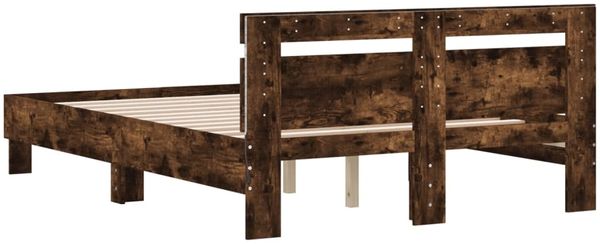 vidaXL Bettgestell mit Kopfteil LED-Beleuchtung Räuchereiche 120x190cm 3207578 Bild 9