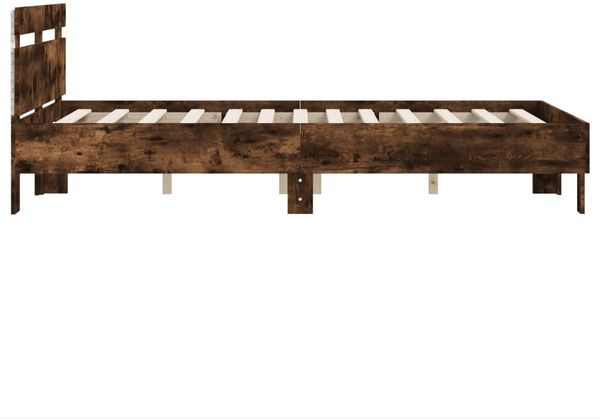 vidaXL Bettgestell mit Kopfteil LED-Beleuchtung Räuchereiche 120x190cm 3207578 Bild 8