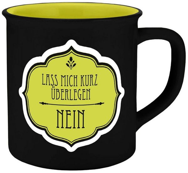 Geda Labels GmbH Tasse Lass mich überlegen, 1-tlg, Keramik, Grün, 400ml, spülmaschinengeeignet
