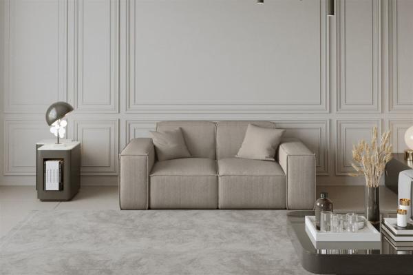 Sofa Designersofa CELES 2-Sitzer in Stoff Scala Beige