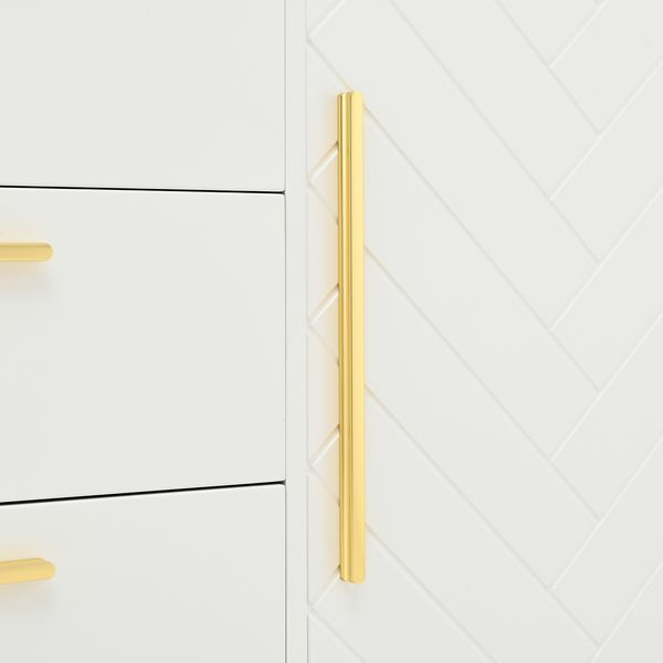 Sideboard in Weiß mit Chevron-Türen, 2 Türen und 3 Schubladen, MDF,75x145x40 cm Bild 10