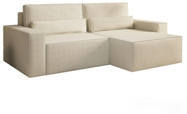 MOEBLO Ecksofa DENVER MINI aus Cord, Ottomane beidseitig montierbar Couch Cord für Wohnzimmer Schlafsofa Sofagarnitur Sofa Eckcouch L-Form Cordstoff, mit Schlaffunktion und Bettkasten Bild 4