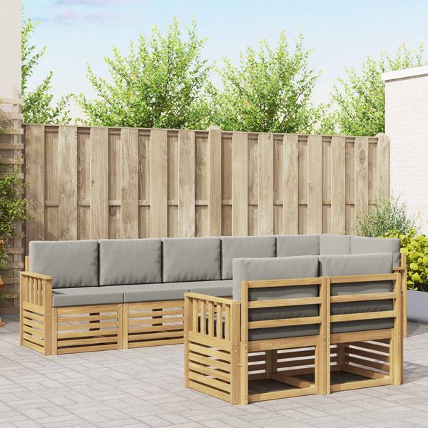 vidaXL Outdoor-Sofagarnitur 8 pcs Weiß und Hellgrau 3392026