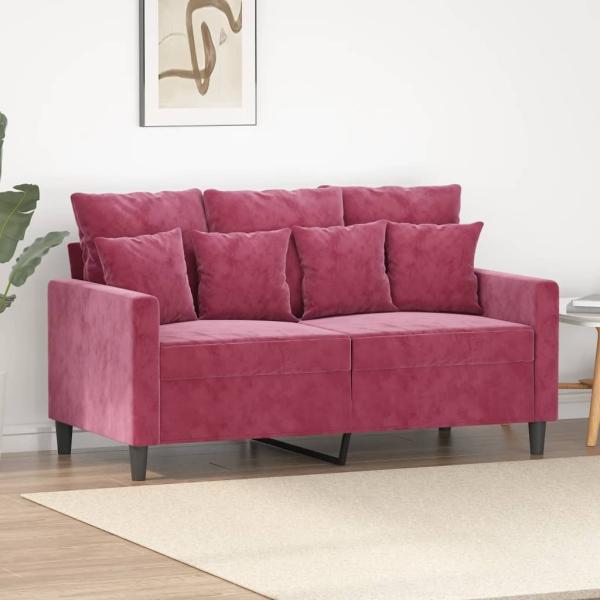 vidaXL 2-Sitzer-Sofa Weinrot 120 cm Samt 359297