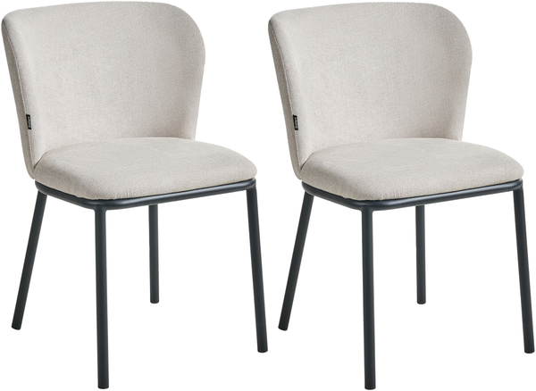 Esszimmerstuhl 2er Set ARTESIA Stoff Hellbeige