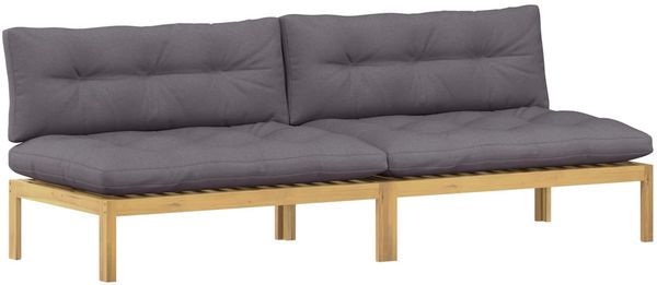 vidaXL Mittelsofa Einheit Helles Akazie und Dunkelgrau Akazienholz 3418153 Bild 2