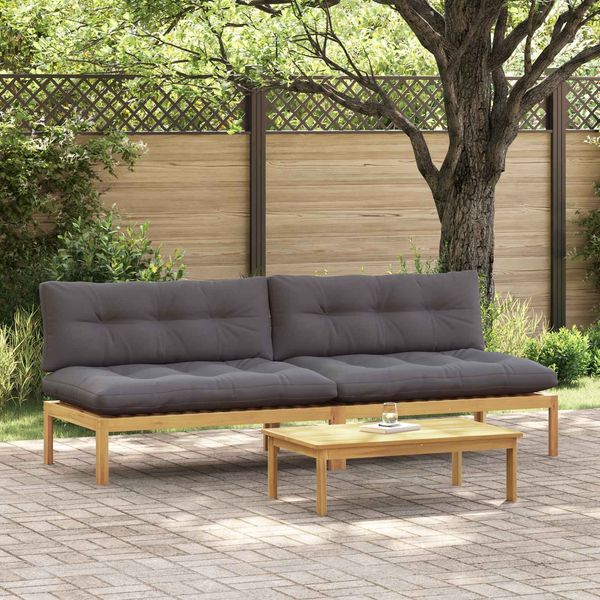 vidaXL Mittelsofa Einheit Helles Akazie und Dunkelgrau Akazienholz 3418153