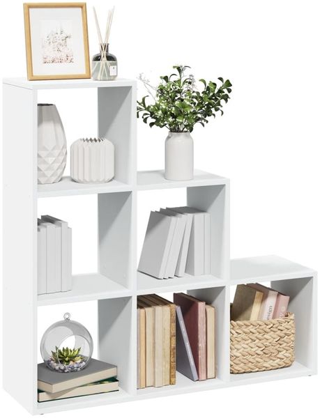 Bücherregal, Raumteiler Bücherregal 3-stufig Weiß 99x29x99 cm Holzwerkstoff