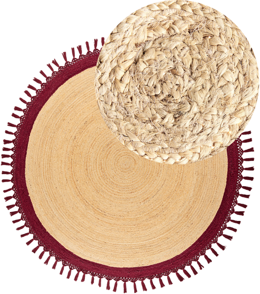 Teppich MARTS Dunkelrot ø 200 cm Jute