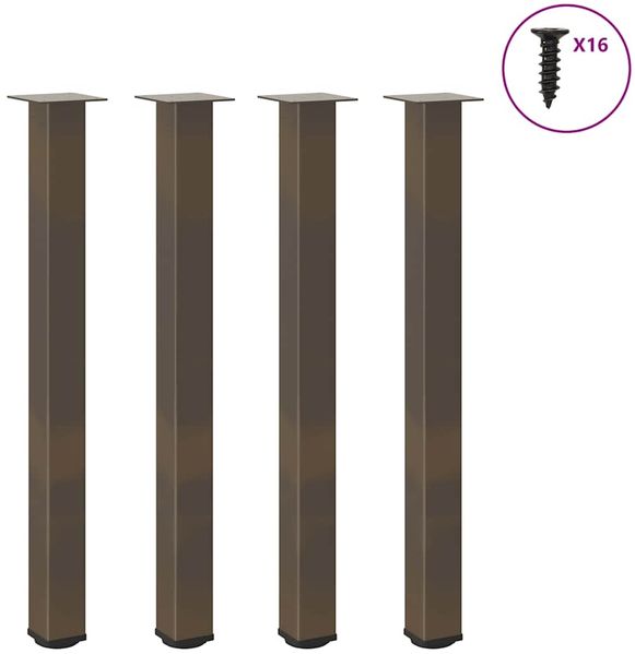 vidaXL Bartischbeine 4 Stk. Naturstahl 90-92 cm Stahl 4012475