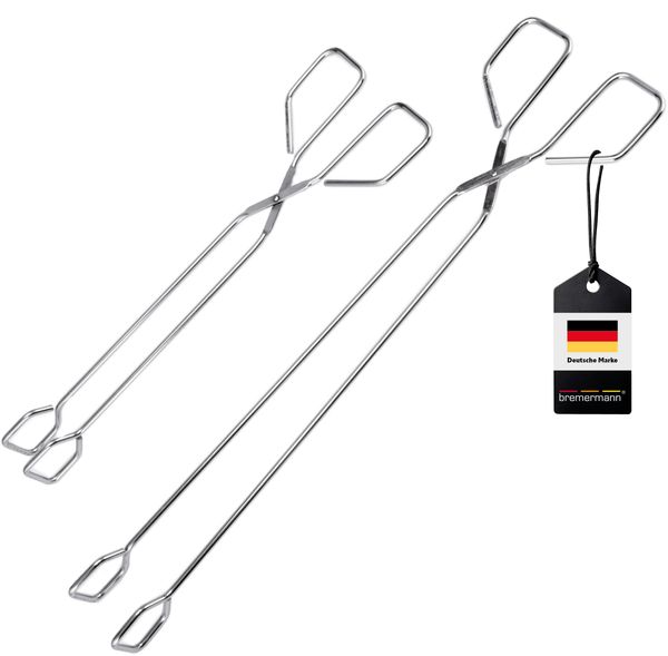 Grillzange 2er Set aus Edelstahl in 30 + 39,5 cm Länge - Bratenzange Küchenzange