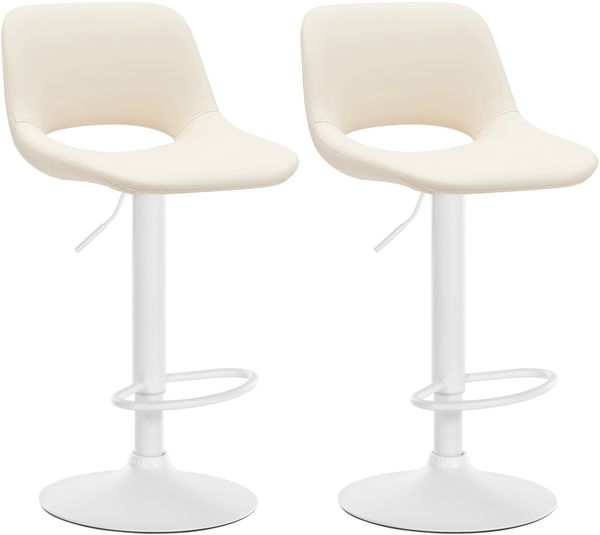 Barhocker 2er Set JAKSON - Creme, Kunstleder, Weiß Barhocker mit Lehne Barstuhl Tresenhocker Tresenstuhl Kneipenhocker Kneipenstuhl