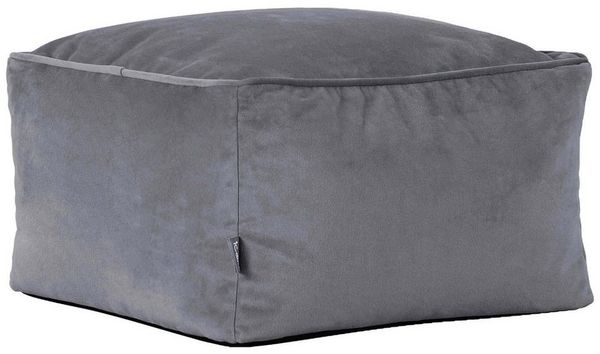Icon Amara Hocker, Dunkelgrau, Flauschiger Samt Stoff, Samt Sitzsack, Sitzpuff Hocker mit Füllung, Fußhocker für das Wohnzimmer, Deko Wohnzimmer