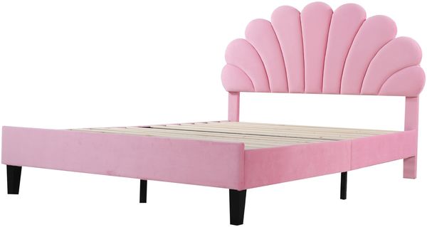 Polsterbett 140×200 cm mit floralem Kopfteil und Lattenrost, rosa, ohne Matratze Bild 10
