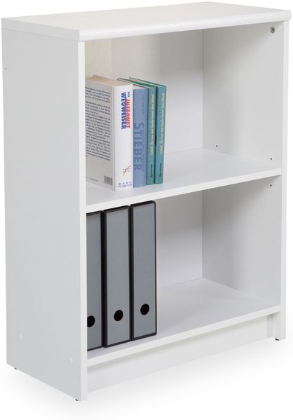 LILLY Regal Weiß - Modernes Bücherregal mit 2 offenen Fächern - Vielseitiges Büro Aktenregal Standregal mit viel Stauraum - 60 x 78 x 28 cm (B/H/T)