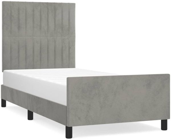 Einzelbettgestell Design für Erwachsene ohne Matratze Hellgrau 90x200 cm Samt d5031e