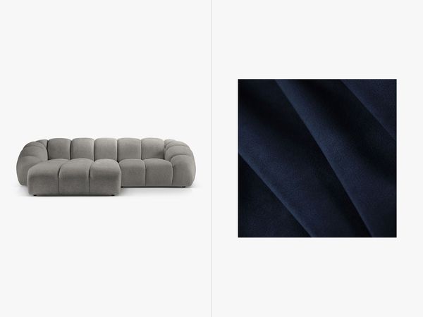 Micadoni Ecksofa Diana 3-Sitzer Links Samtstoff Königsblau