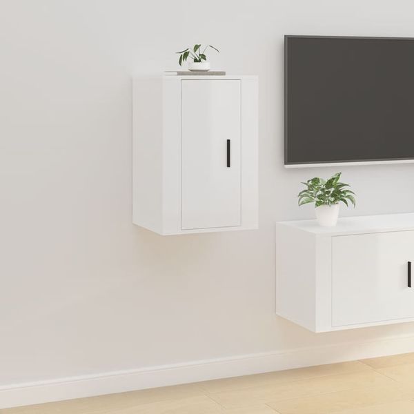 TV-Wandschrank, TV-Hängeboard Fernsehschrank Hochglanz-Weiß 40x34,5x60 cm