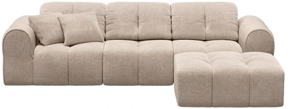 skølm 'Vanaheim' Sofa 4-tlg, 3er Sitz mit 2 Kissen und Hocker, beige