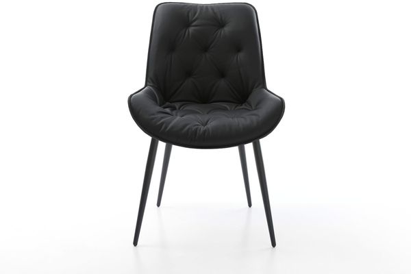 Esszimmerstuhl Taimi-Flex Echt-Leder Schwarz 4-Fuß konisch Schwarz Bild 2