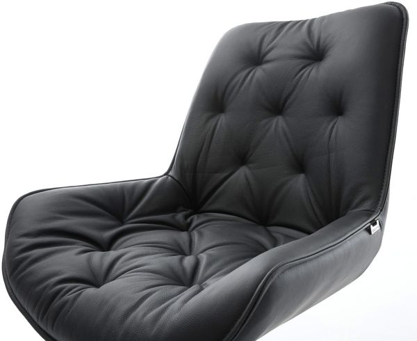 Esszimmerstuhl Taimi-Flex Echt-Leder Schwarz 4-Fuß konisch Schwarz Bild 4