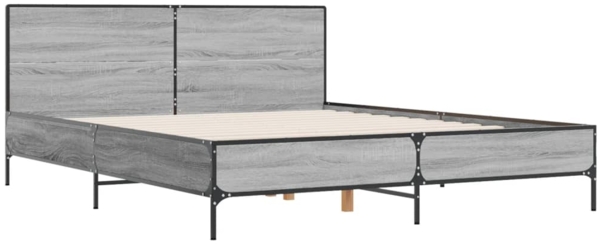 vidaXL Bettgestell Grau Sonoma 140x190 cm Holzwerkstoff und Metall 3280035 Bild 2
