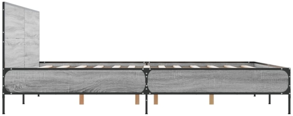 vidaXL Bettgestell Grau Sonoma 140x190 cm Holzwerkstoff und Metall 3280035 Bild 4