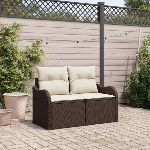 vidaXL Gartensofa mit Kissen Braun 121 x 62 x 69cm Poly-Rattan 42006713