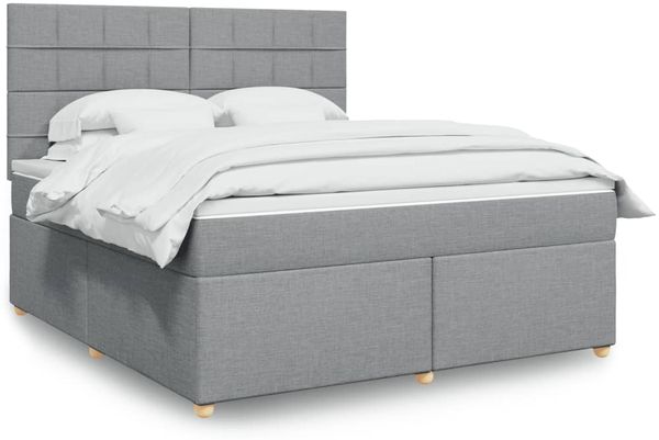vidaXL Boxspringbett mit Matratze Hellgrau 180x200 cm Stoff 3291359