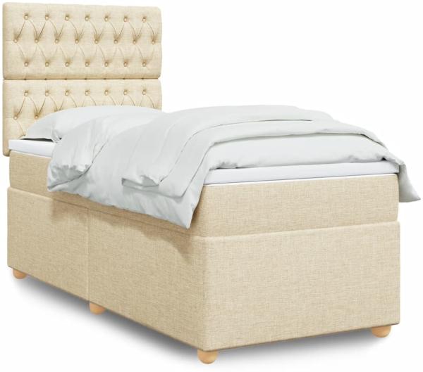 vidaXL Boxspringbett mit Matratze Creme 100x200 cm Stoff 3293503