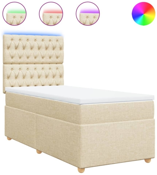 vidaXL Boxspringbett mit Matratze Creme 100x200 cm Stoff 3293503