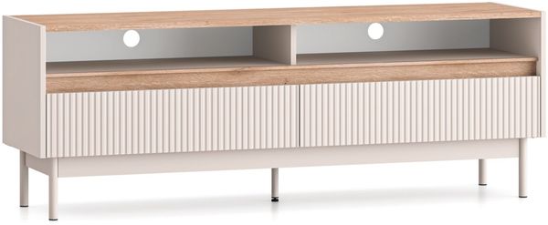 Selsey 'Dunea' TV-Lowboard mit 2 Schubladen, Kaschmirgrau/Eichenholzoptik, 154 cm