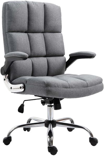 Bürostuhl HWC-J21, Chefsessel Drehstuhl Schreibtischstuhl, höhenverstellbar ~ Stoff/Textil grau