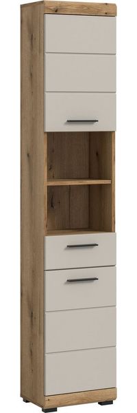 welltime Hochschrank SIENA, Breite 37cm, 2 Tür, 1 Schubkasten, 2 offene Fächer, MDF-Front (1-St, TOPSELLER) in verschiedenen Farben erhältlich, Badmöbel, Badschrank, Schrank, Bad
