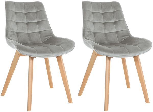CLP 2er Set Esszimmerstühle Brook mit Samtbezug,grau