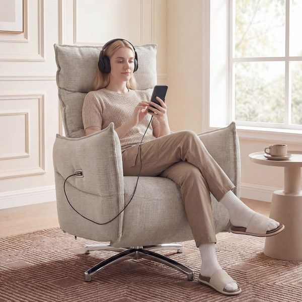 HOMCOM Relaxsessel TV Sessel Fußstütze (Set, 1-St, 1), Elektrische Verstellung und USB-Ladeanschluss