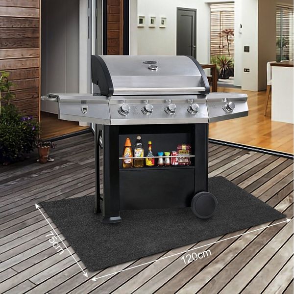 Clanmacy Outdoorteppich BBQ Matte Grillteppich Grillmatte Bodenschutzmatte 75x120cm
