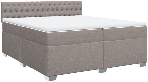 vidaXL Boxspringbett mit Matratze Taupe 200x200 cm Stoff 3286006