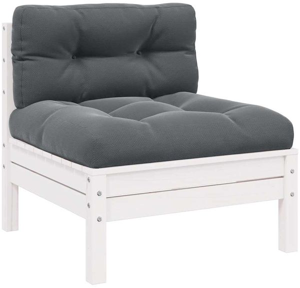 3-tlg. Garten-Lounge-Set | Gartenmöbel-Set mit Kissen Weiß Kiefer Massivholz Bild 4