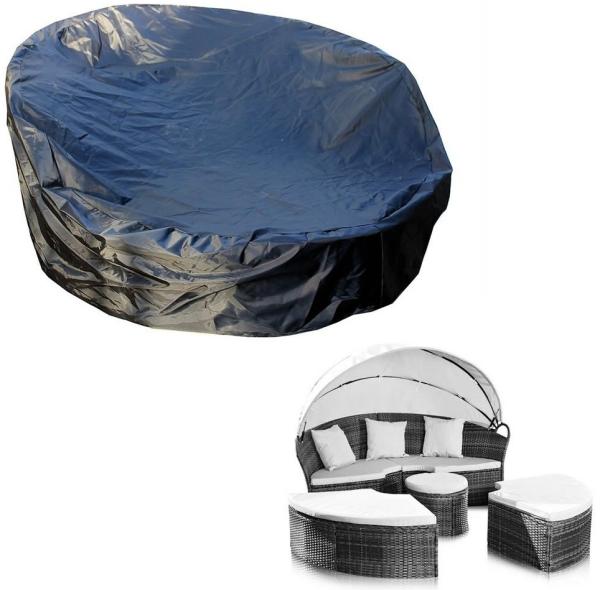 Feel2Home Gartenmöbel-Schutzhülle Schutzhülle 182x76 Schwarz Gartenmöbel Insel Rattan Abdeckung Plane (Stück, 1-St, Stück), Widerstandsfähiges Material