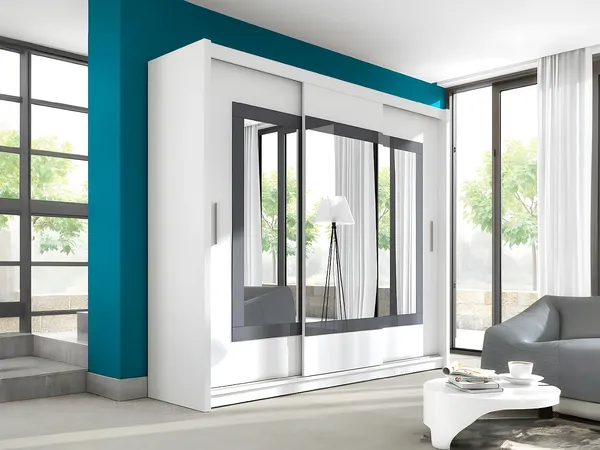 Vente-unique - AUTLAN Wardrobe and walk-in wardrobe Holz, Platte Weiß - B 61 cm x H 215 cm x L 250 cm