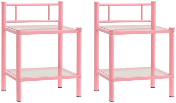 vidaXL Nachttische 2 Stk. Rosa Transparent Metall und Glas [325095]