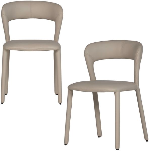 Esszimmerstuhl Noble 2er-Set, Kunstleder modern gepolstert, Beige, komfortables Design
